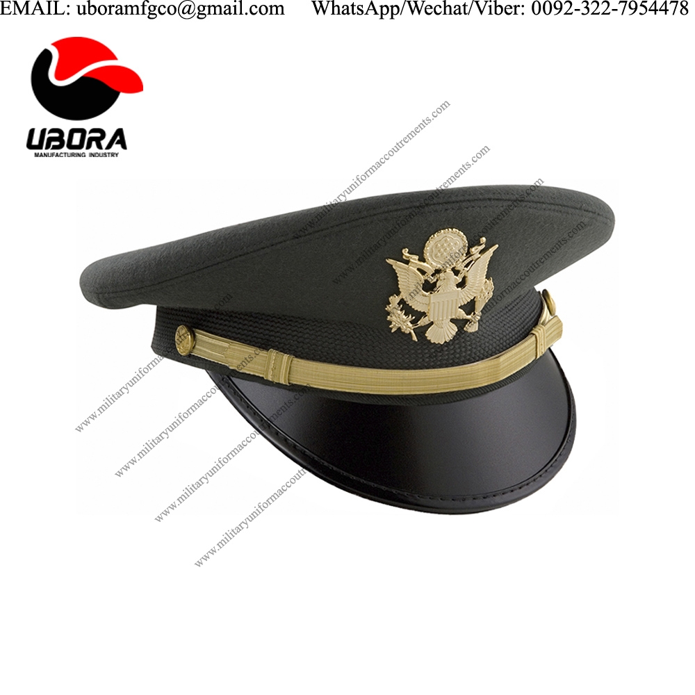 ARMY COMPANY GRADE SERVICE CAP, GREEN  Peaked Caps, Police Peak Cap, Police Peak Cap Manufacturer 
